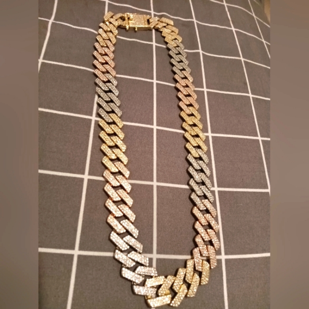 Men's Gold and Silver Cuban Link Chain Necklace